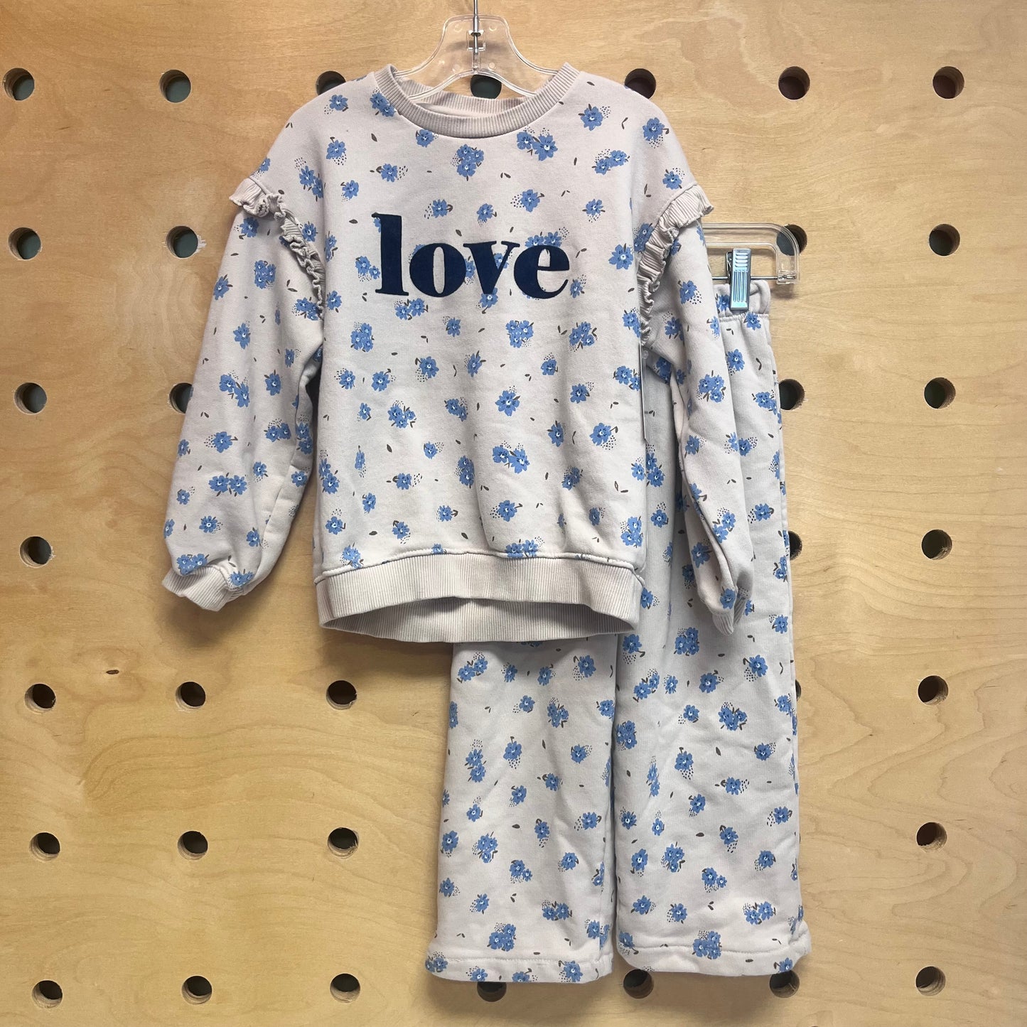 Beige/Blue Floral Love Sweatsuit