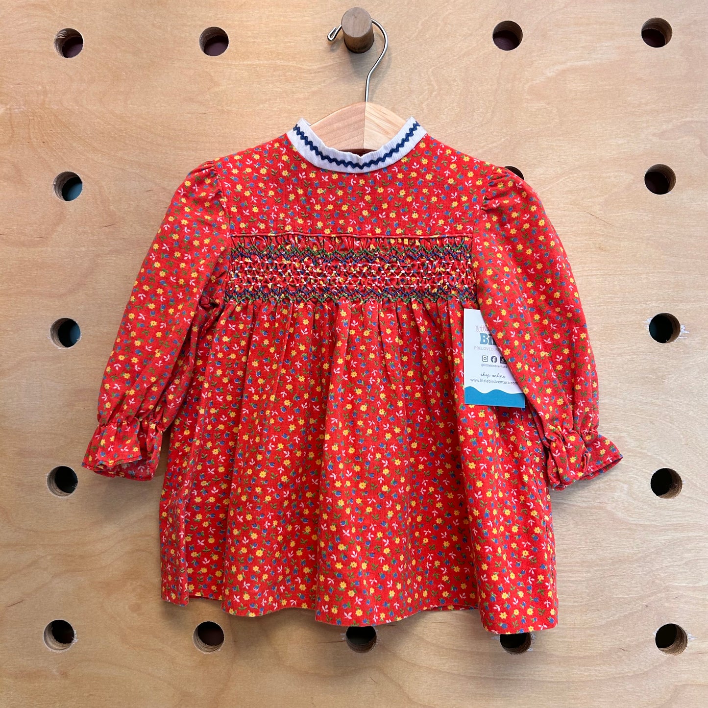 Pollyfinders Red Smocked Dress