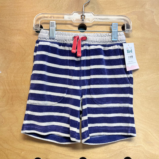 Blue Striped Drawstring Terry Shorts