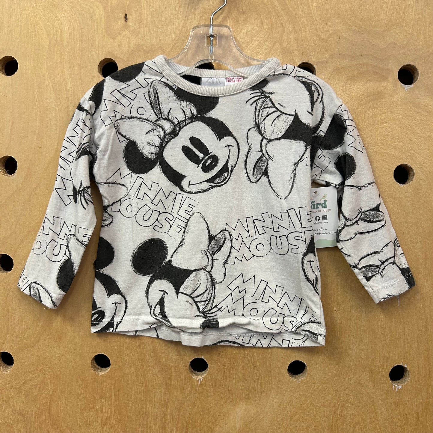 White/Black Minnie Mouse LS