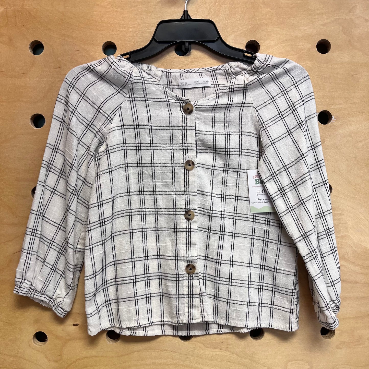 White & Black Cotton/Wool Blend Top