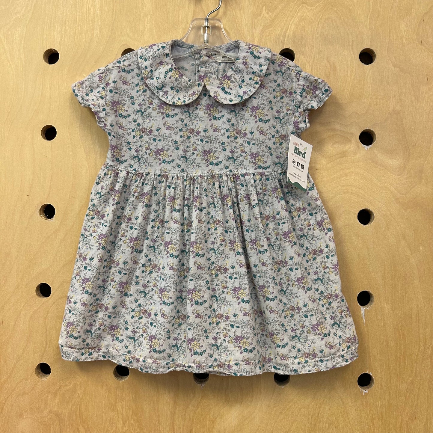 Grey Floral Cotton Dress