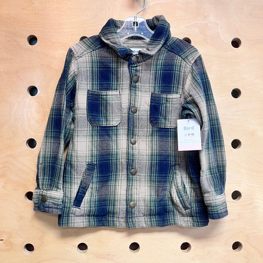 Navy/Green Plaid Snap Jacket