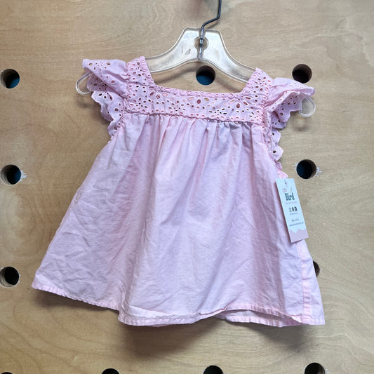 Pink Eyelet Sleeve Tank
