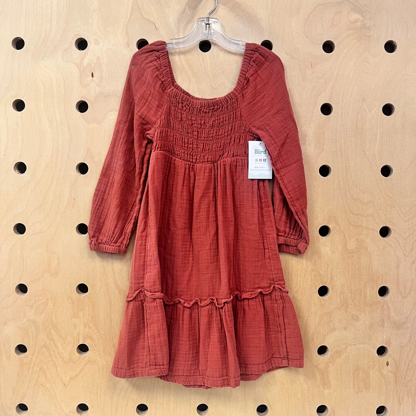 Terracotta Smocked Gauze Dress