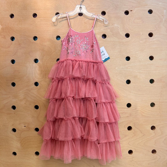 Pink Sequin Tiered Tulle Dress