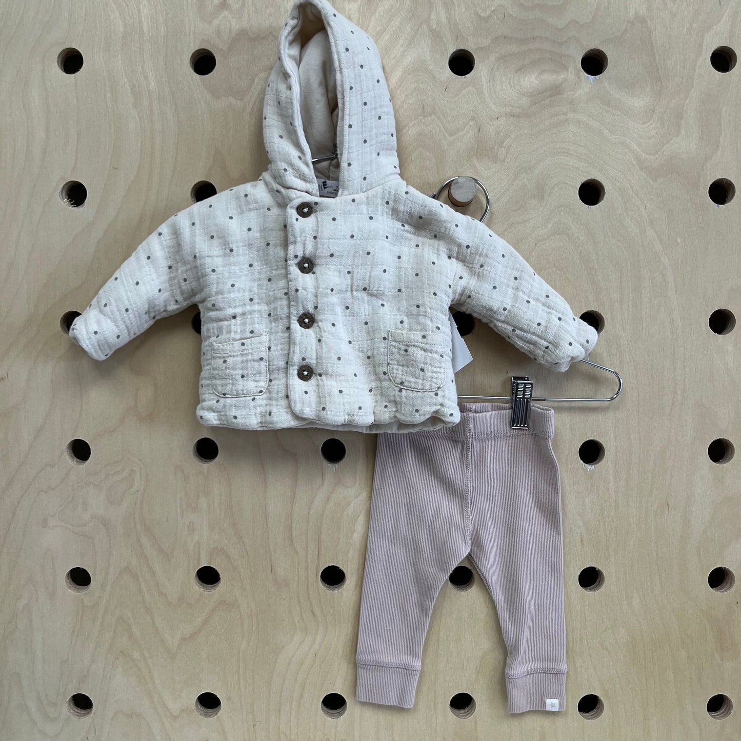 Cream & Grey Polka Dot Outfit