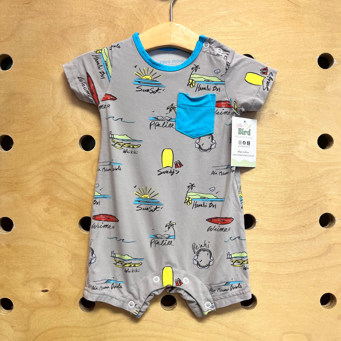 Grey Bamboo Hawaii Beaches Romper