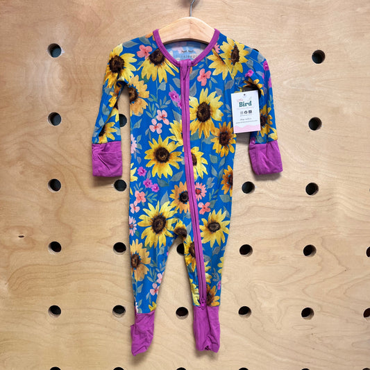 Pink/Blue Bamboo Sunflower Zippy