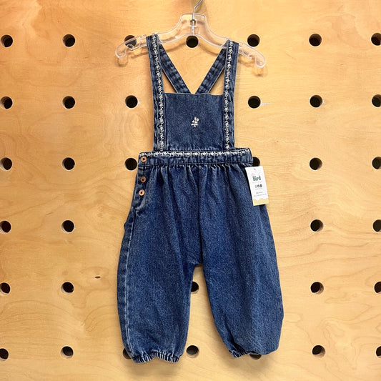 Denim Floral Pinafore Romper