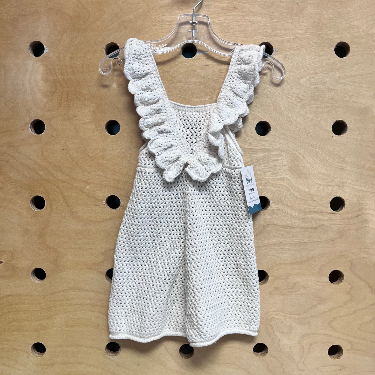Cream Ruffle Crocheted Romper