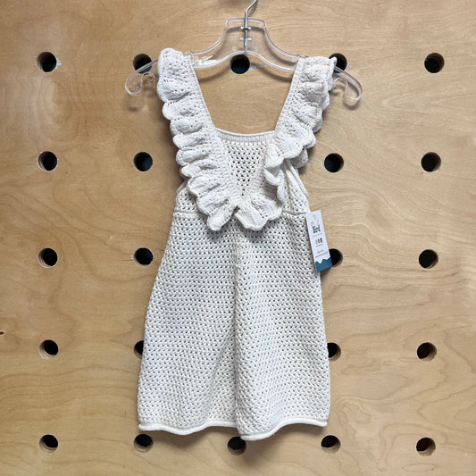 Cream Ruffle Crocheted Romper