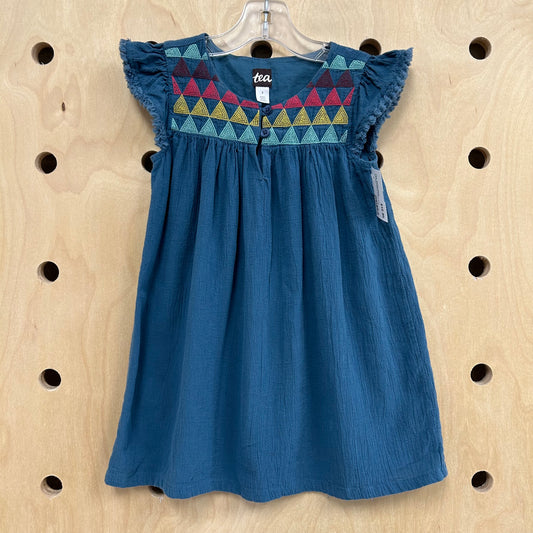 Blue Gauze Colorful Triangle Dress