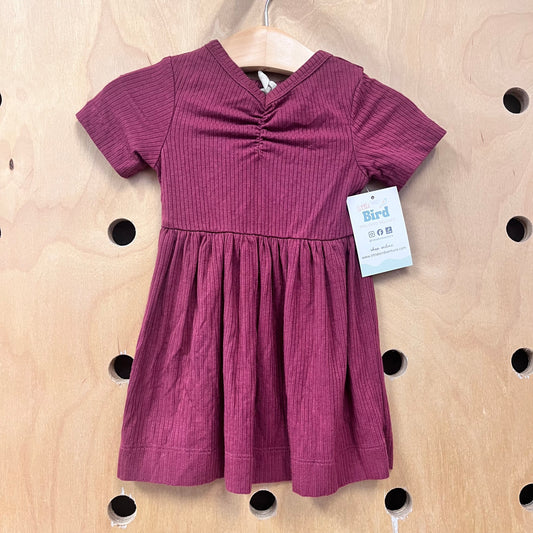Maroon Ribbed Bamboo Dress
