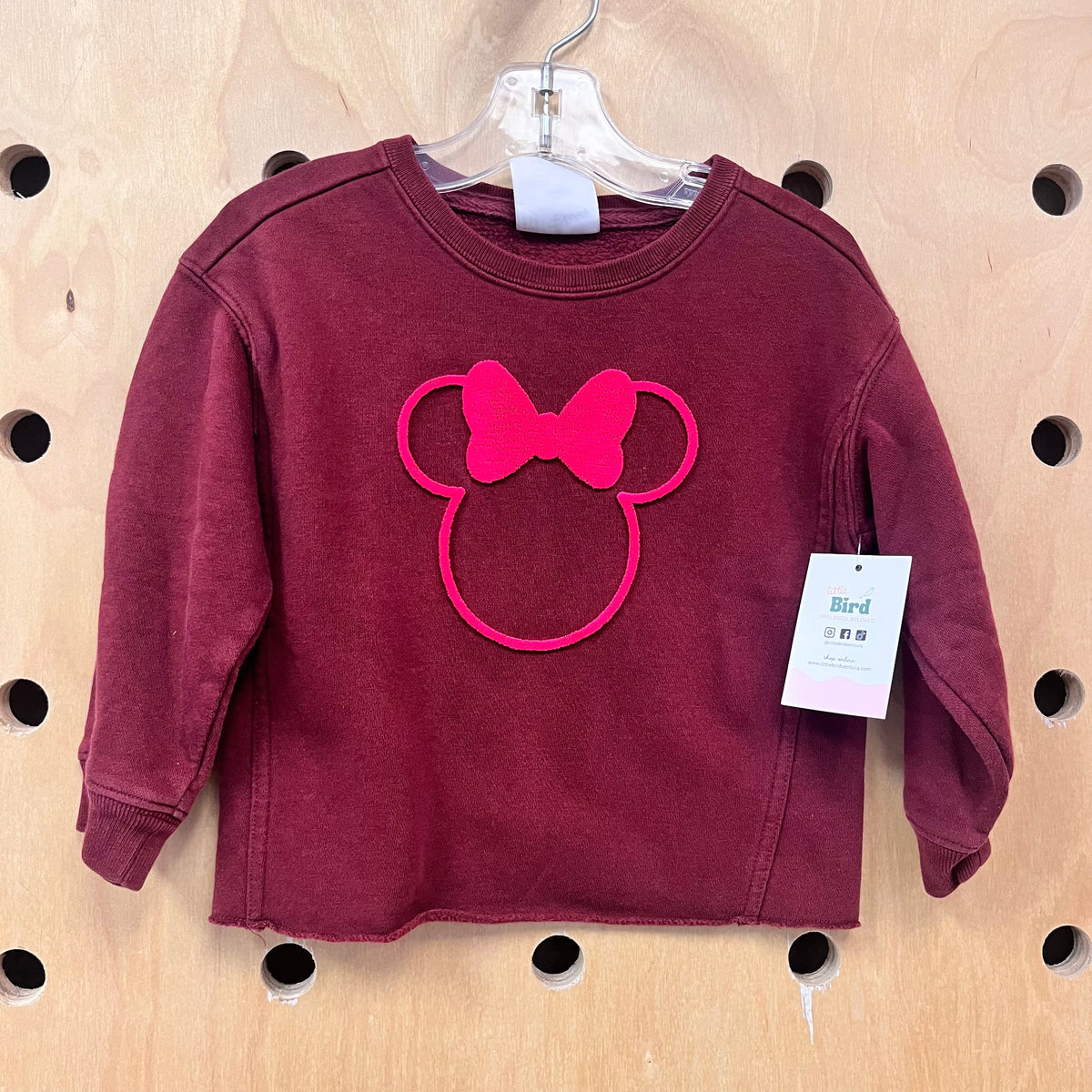 Burgundy Minnie Mouse LS Crewneck