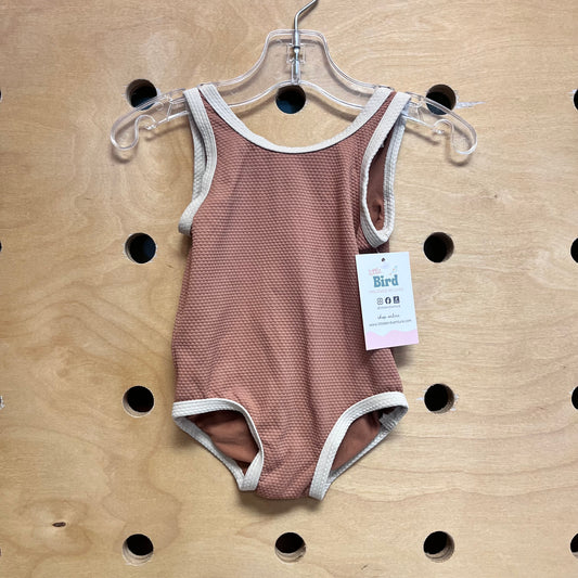 Brown/Cream Texture Swimsuit
