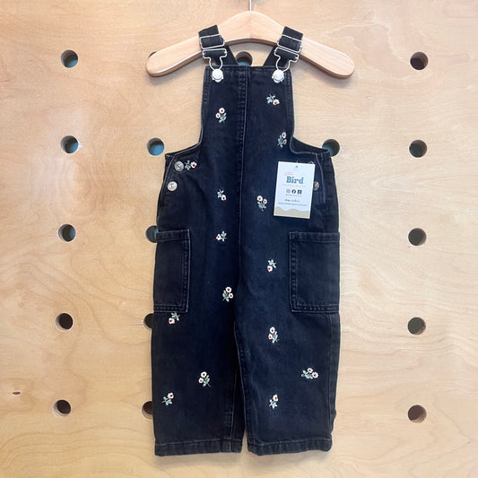 Black Embroidered Overalls