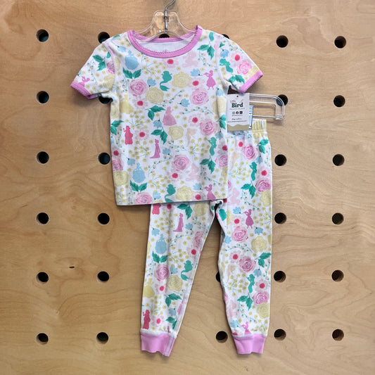 White Floral/Princesses Pajamas