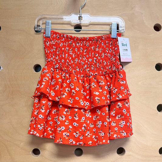 Red/White Floral Smocked Skirt