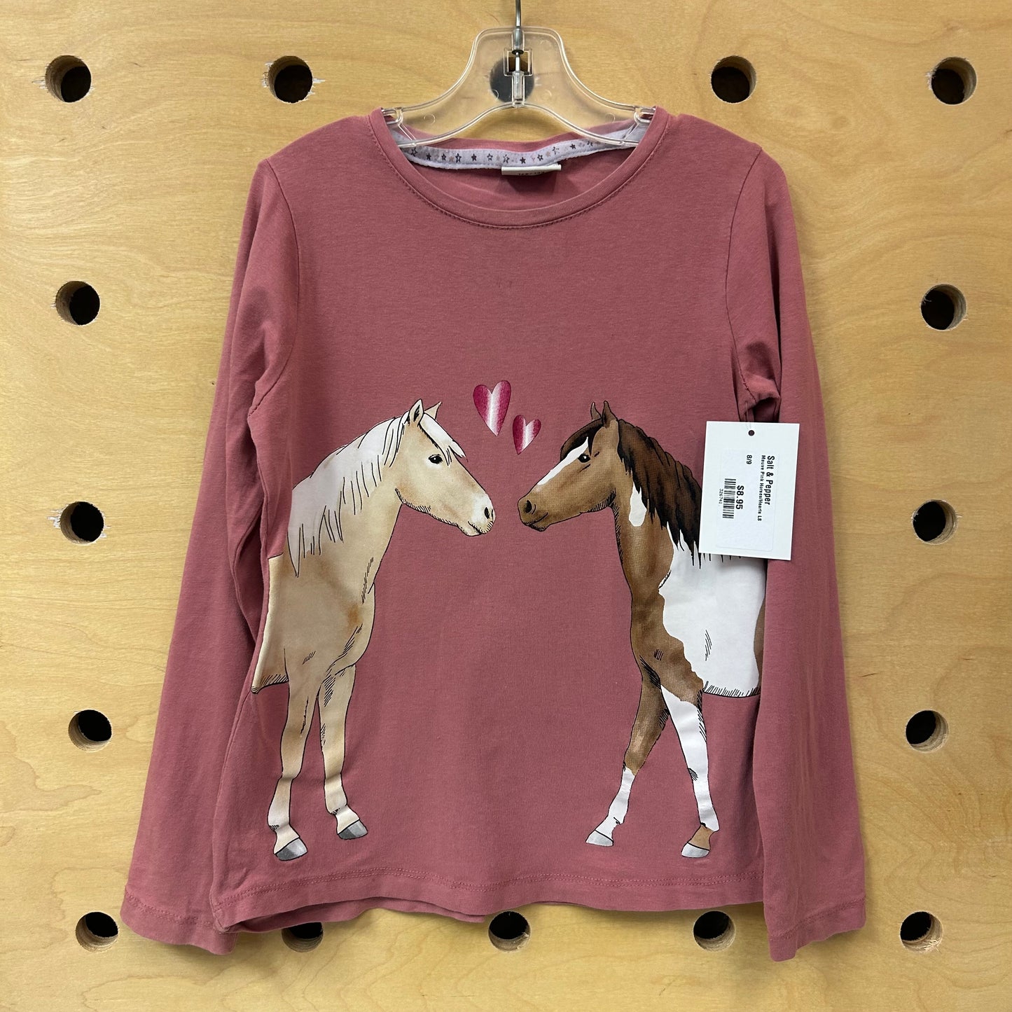 Mauve Pink Horses/Hearts LS