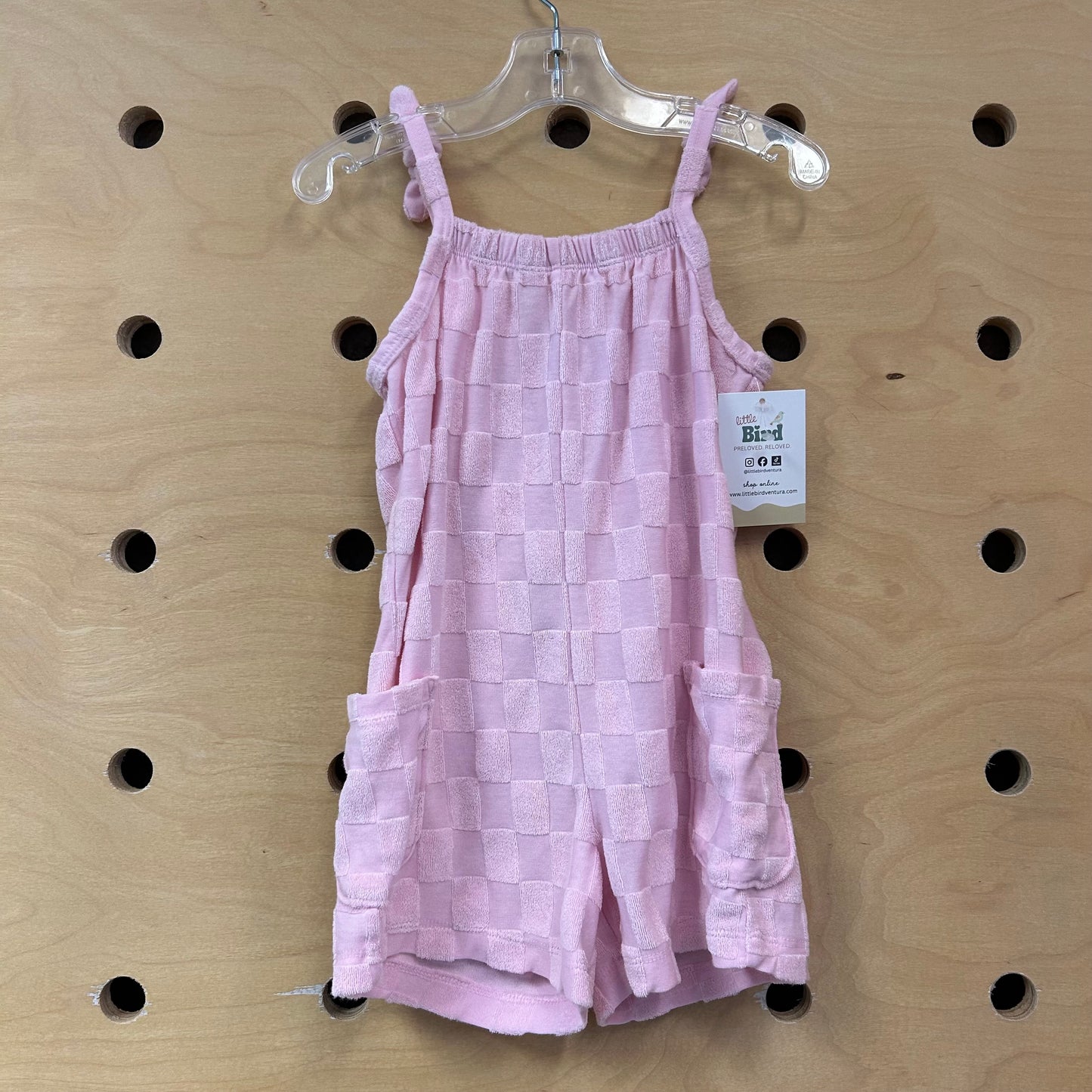 Pink Checkered Terry Romper