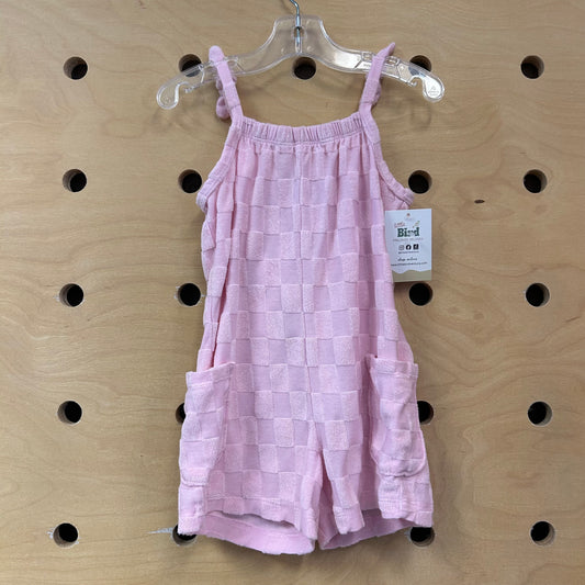 Pink Checkered Terry Romper