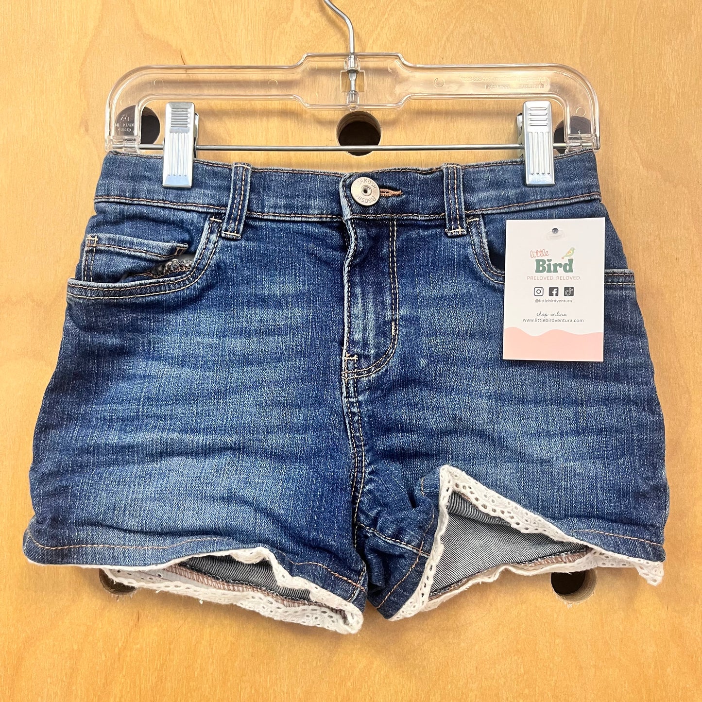 Eyelet Trim Denim Shorts