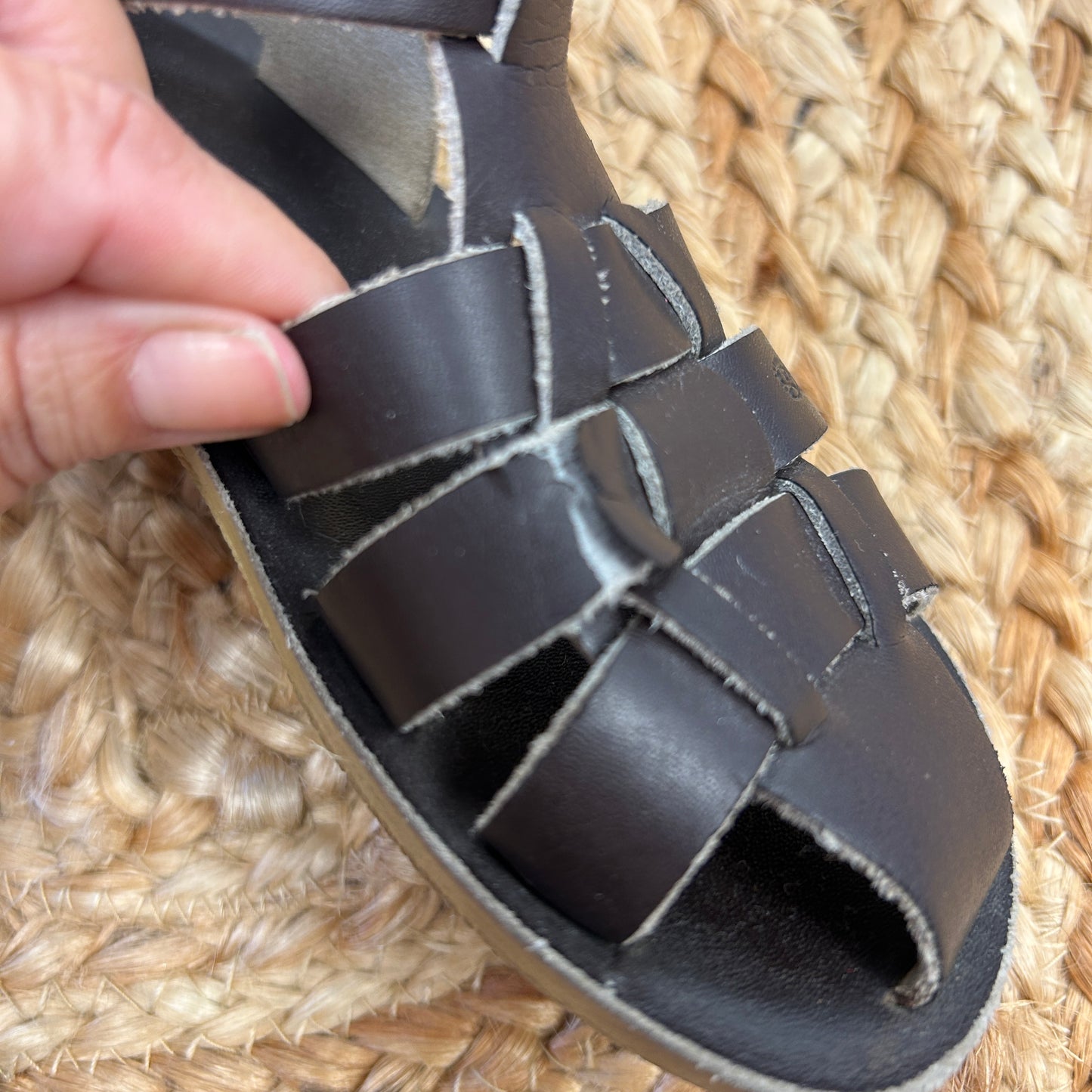 Dark Brown Leather Fisherman Sandals