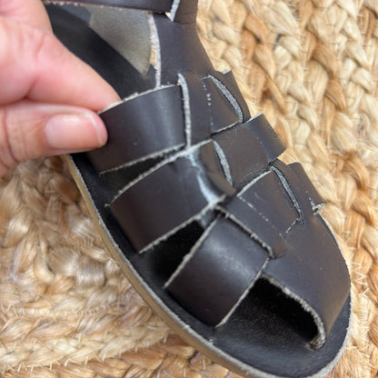 Dark Brown Leather Fisherman Sandals