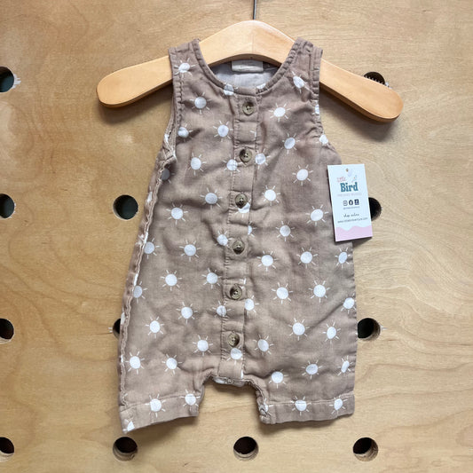 Organic Tan & White Suns Romper