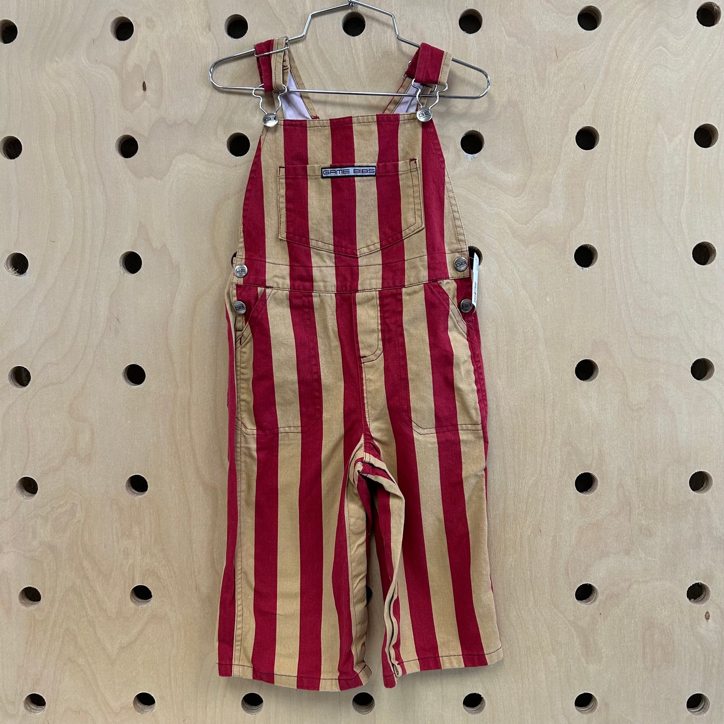 Tan & Red Denim Overalls