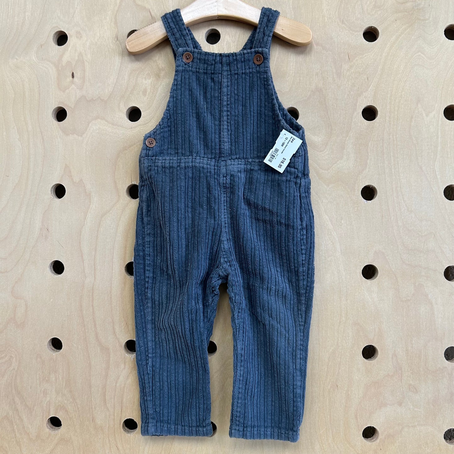 Blue Chunky Ribbed Overalls