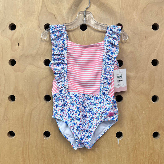 Striped Floral Swimsuit