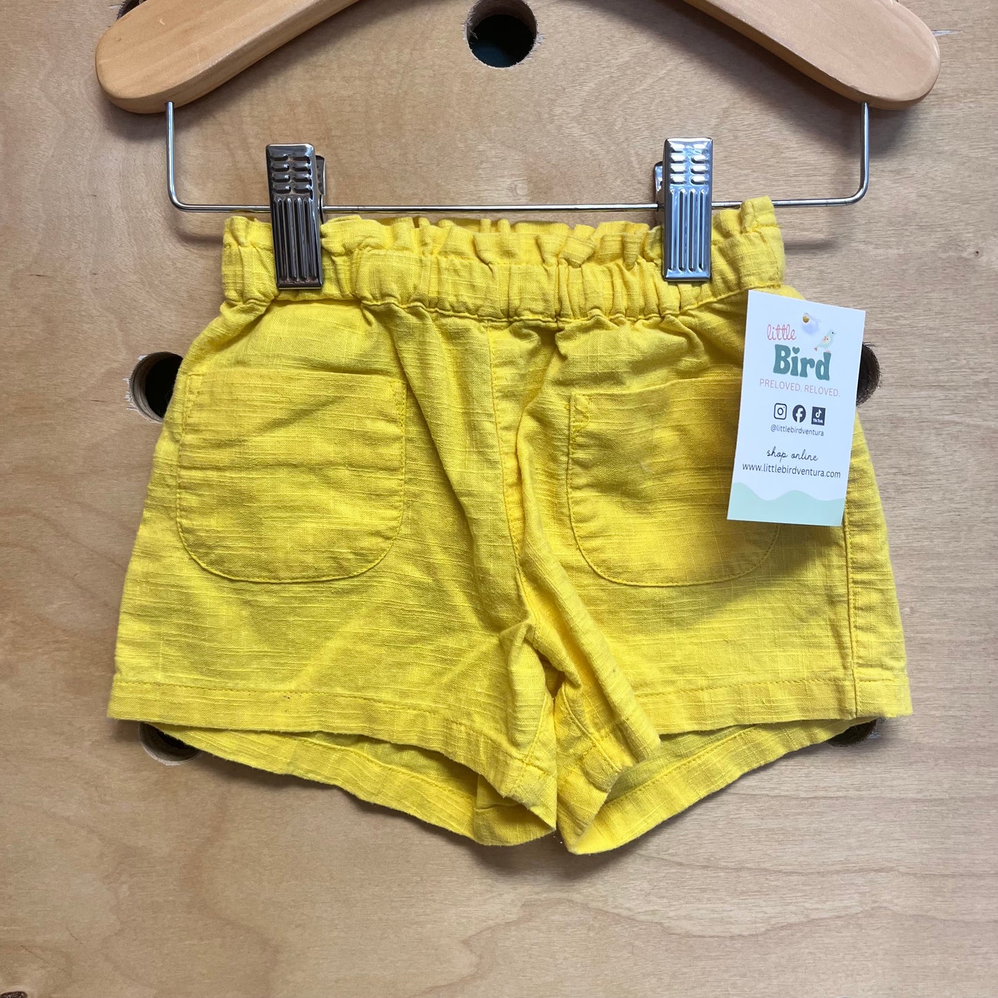 Yellow Cotton Pocket Shorts