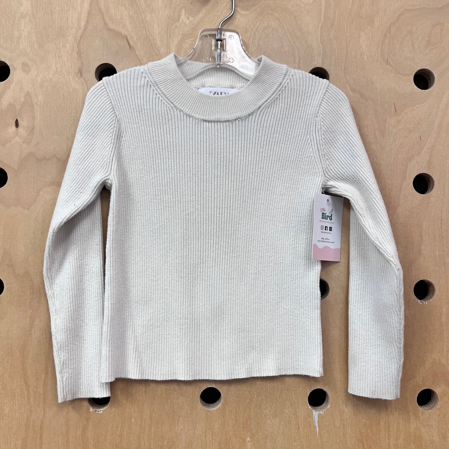 White Ribbed Turtle Neck LS