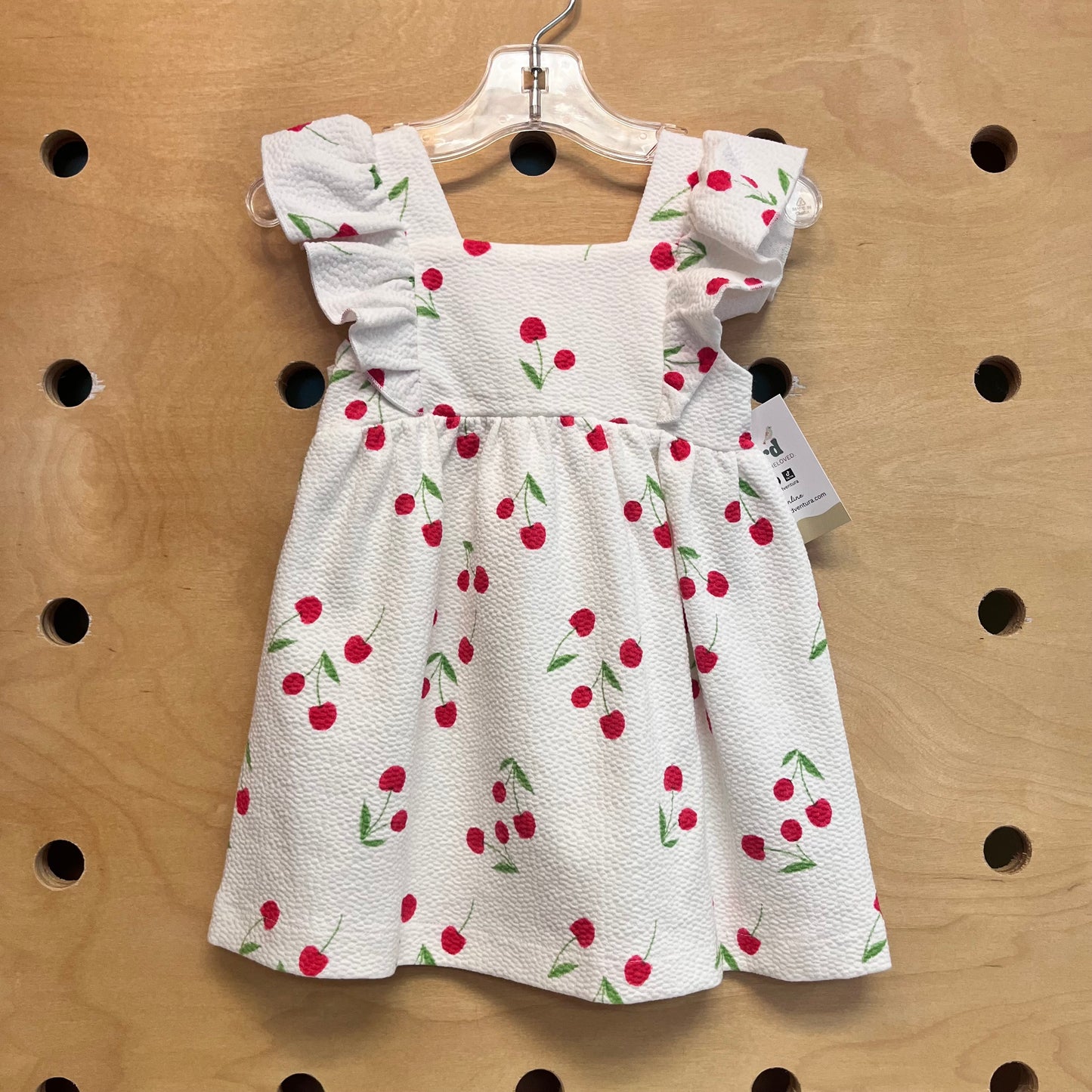 White Cherries Textured Dress NEW!