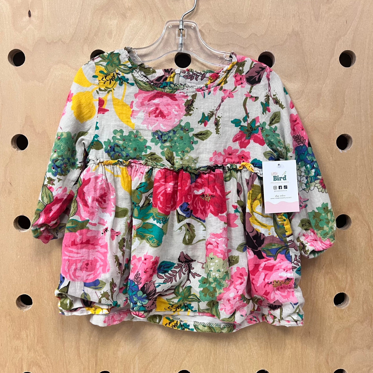 Beige Watercolor Floral Dress
