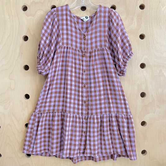 Lavender & Brown Gingham Dress