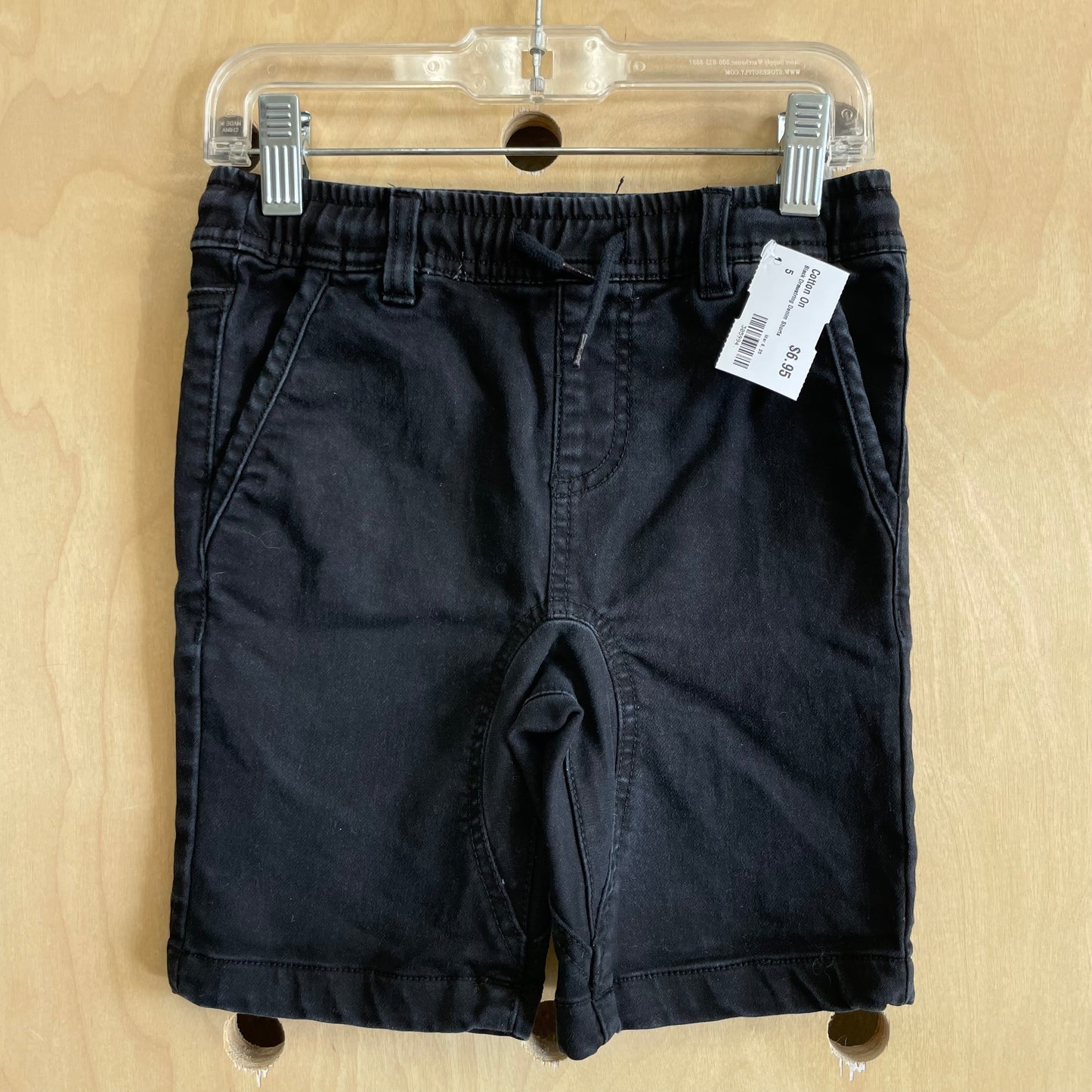 Black Drawstring Denim Shorts