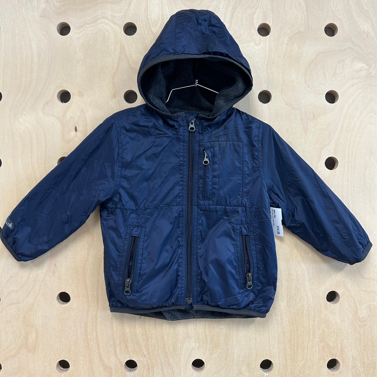 Navy Fleece Lined Hoodie Jacket