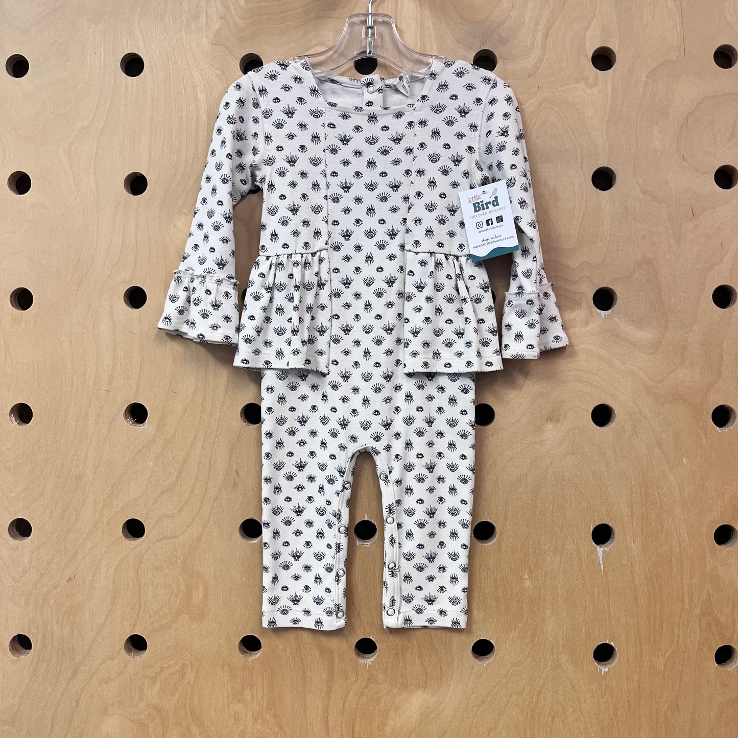 Organic Cream Evil Eye Romper
