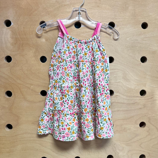 White/Pink Floral Gauze Dress