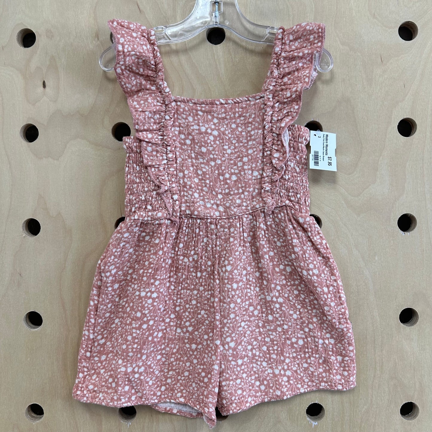 Dusty Pink Floral Muslin Gauze Romper