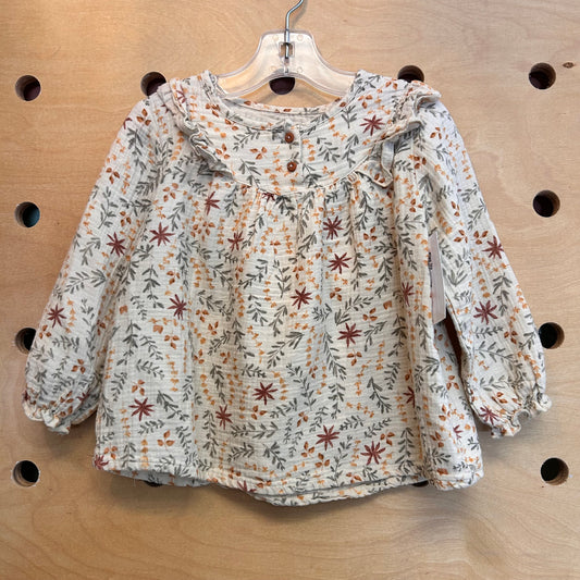 Cream Floral Gauze Top