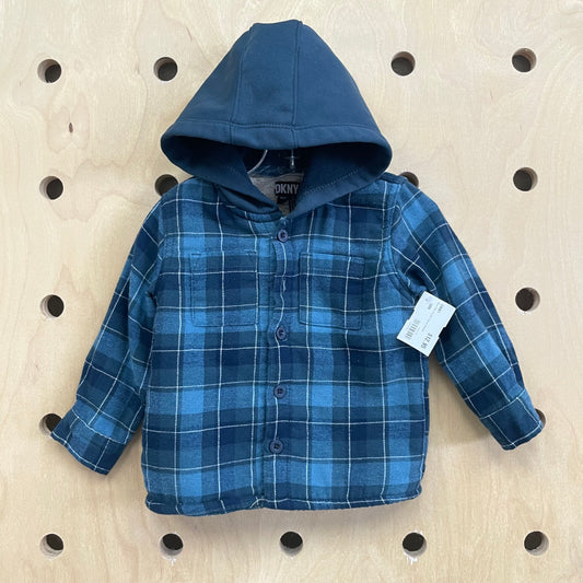 Blue Plaid Hooded Flannel Shacket