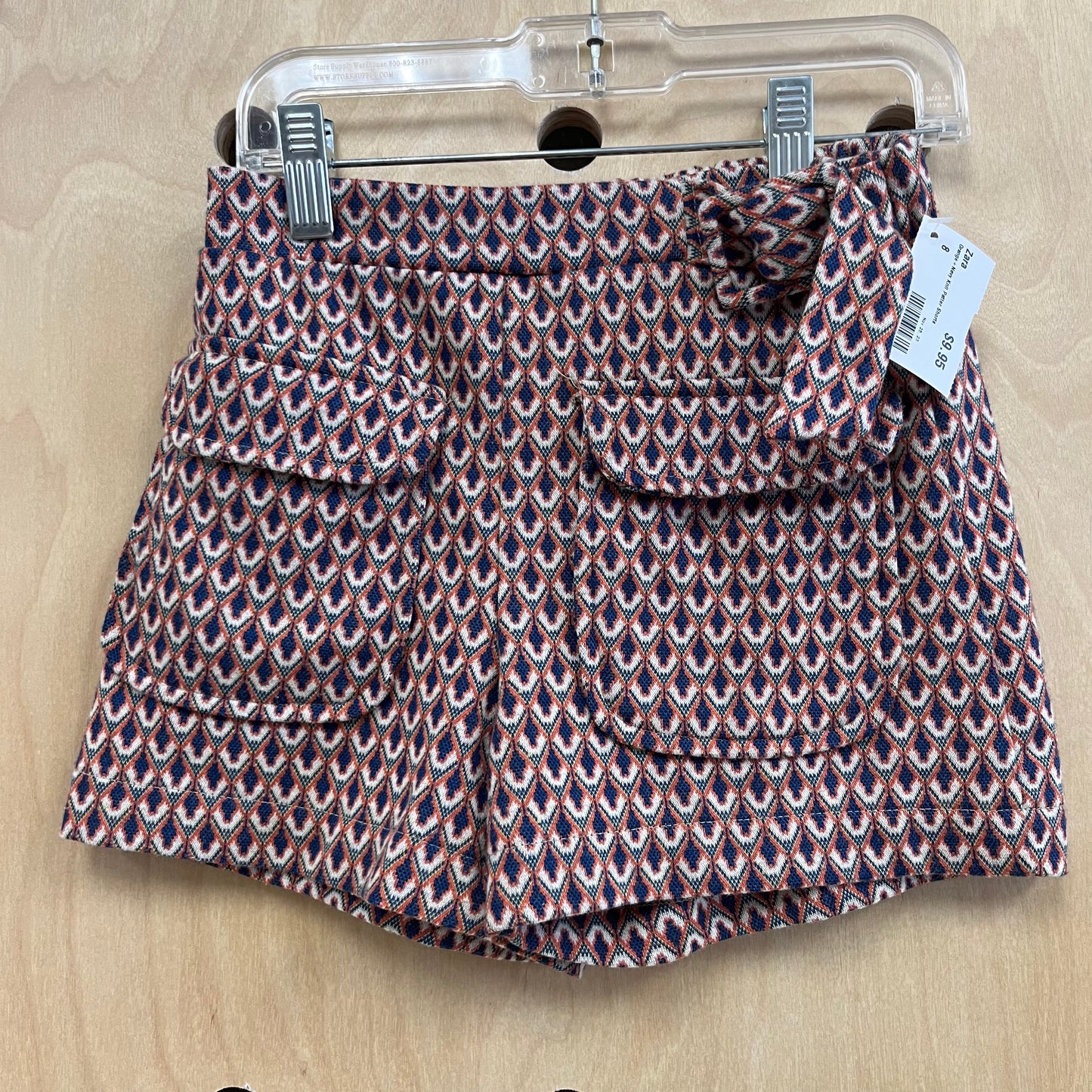 Orange+Navy Knit Patterned Shorts