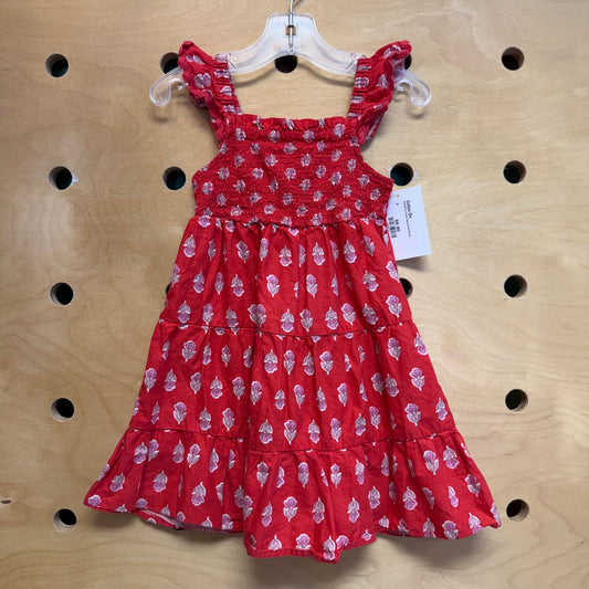 Red/Pink Floral Smocked Dress