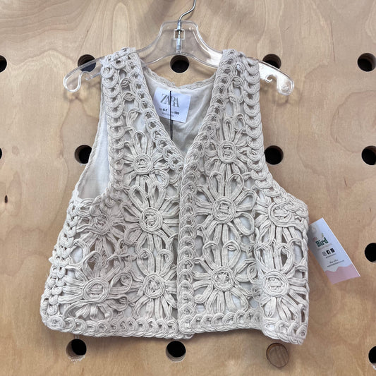 Cream Lined Open Floral Vest NEW!