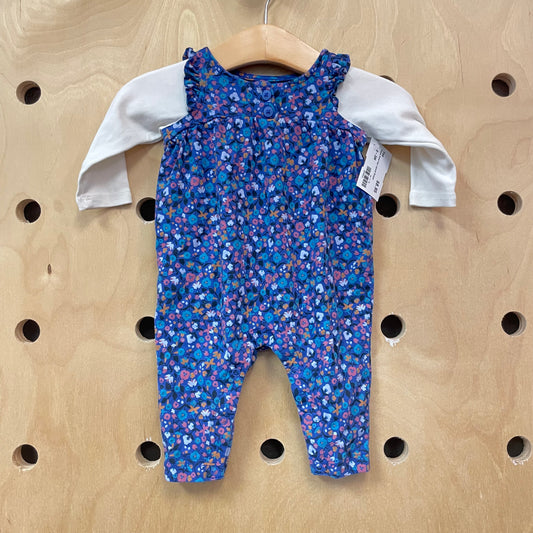 Purple Floral Faux Layered Romper