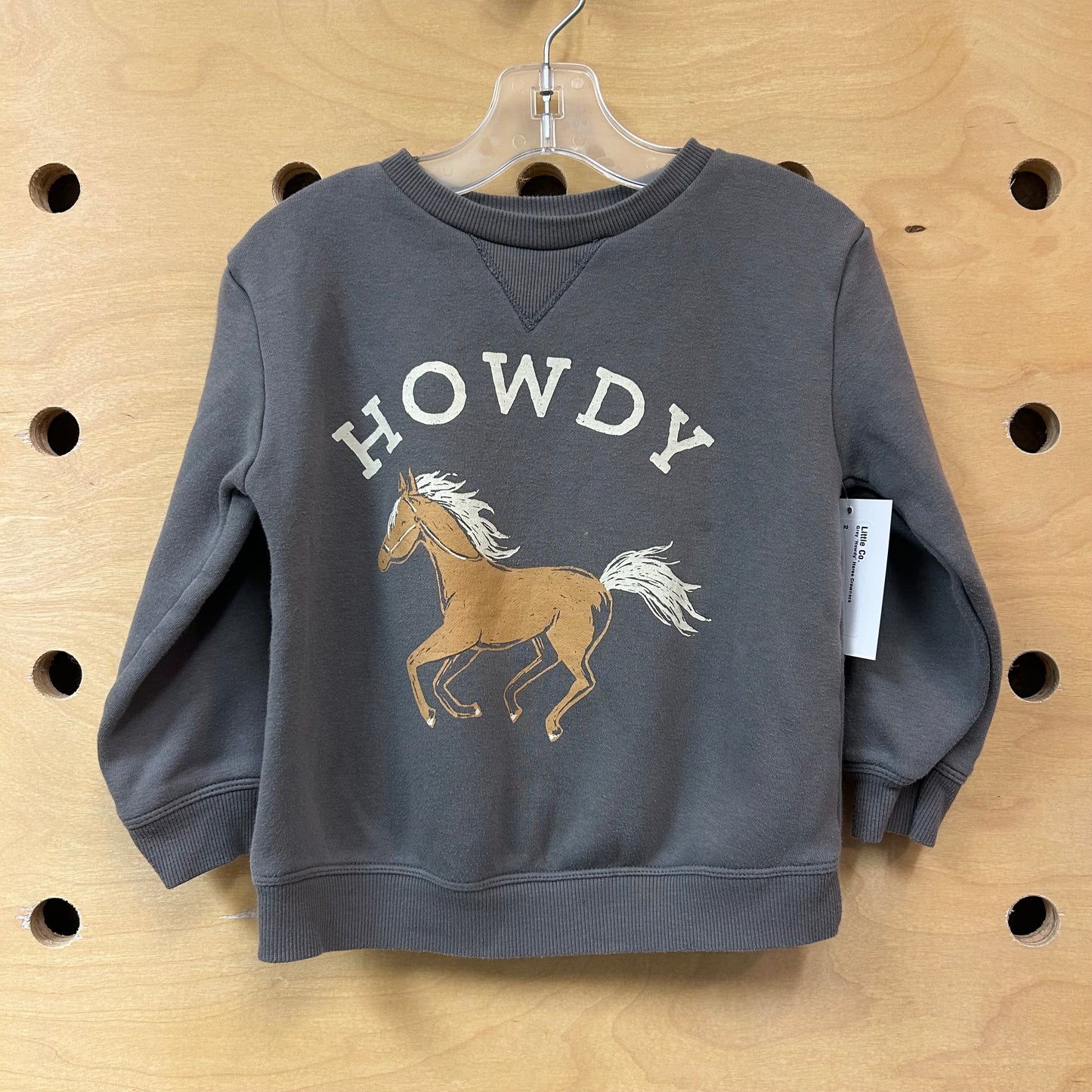 Grey 'Howdy' Horse Crewneck